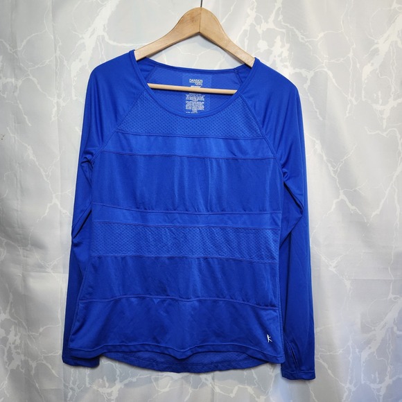Danskin‎ Now DRIMORE Long Sleeve Athletic Shirt Women's M Blue Mesh Lightweight - Picture 1 of 3